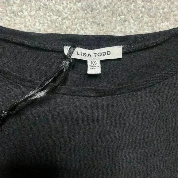 Lisa Todd Shirt Black and White Short Sleeves Cotton Drawstring Relaxed - Picture 5 of 9